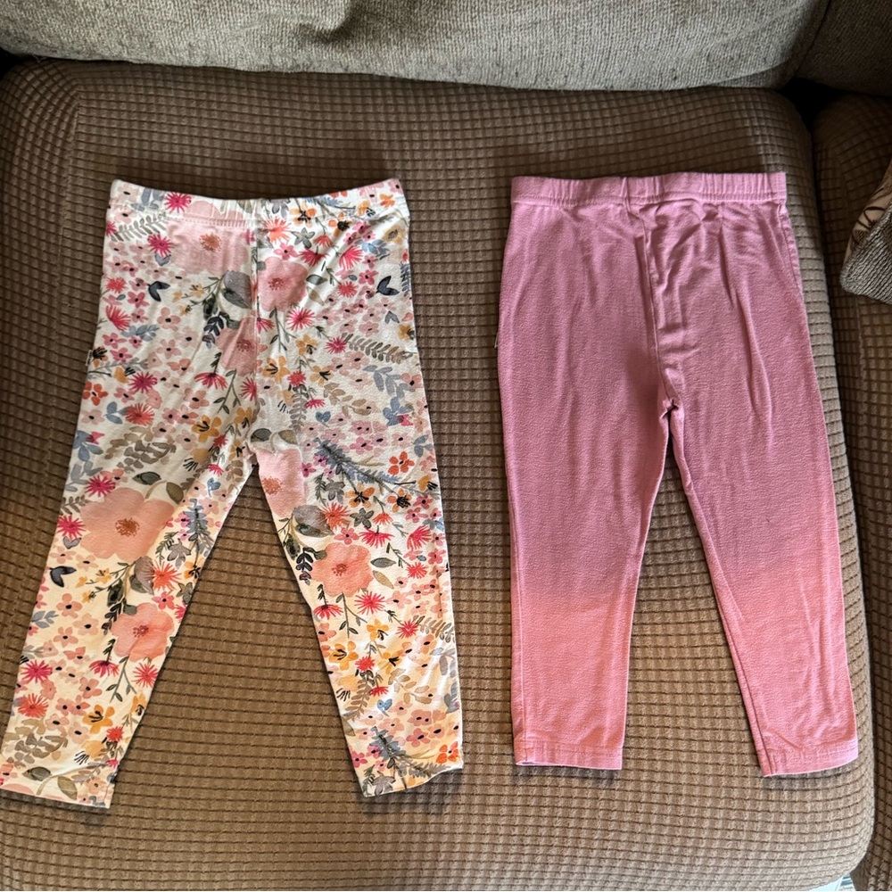 Little Sleepies- Bamboo Floral and Pink Leggings Set- size 18-24 months